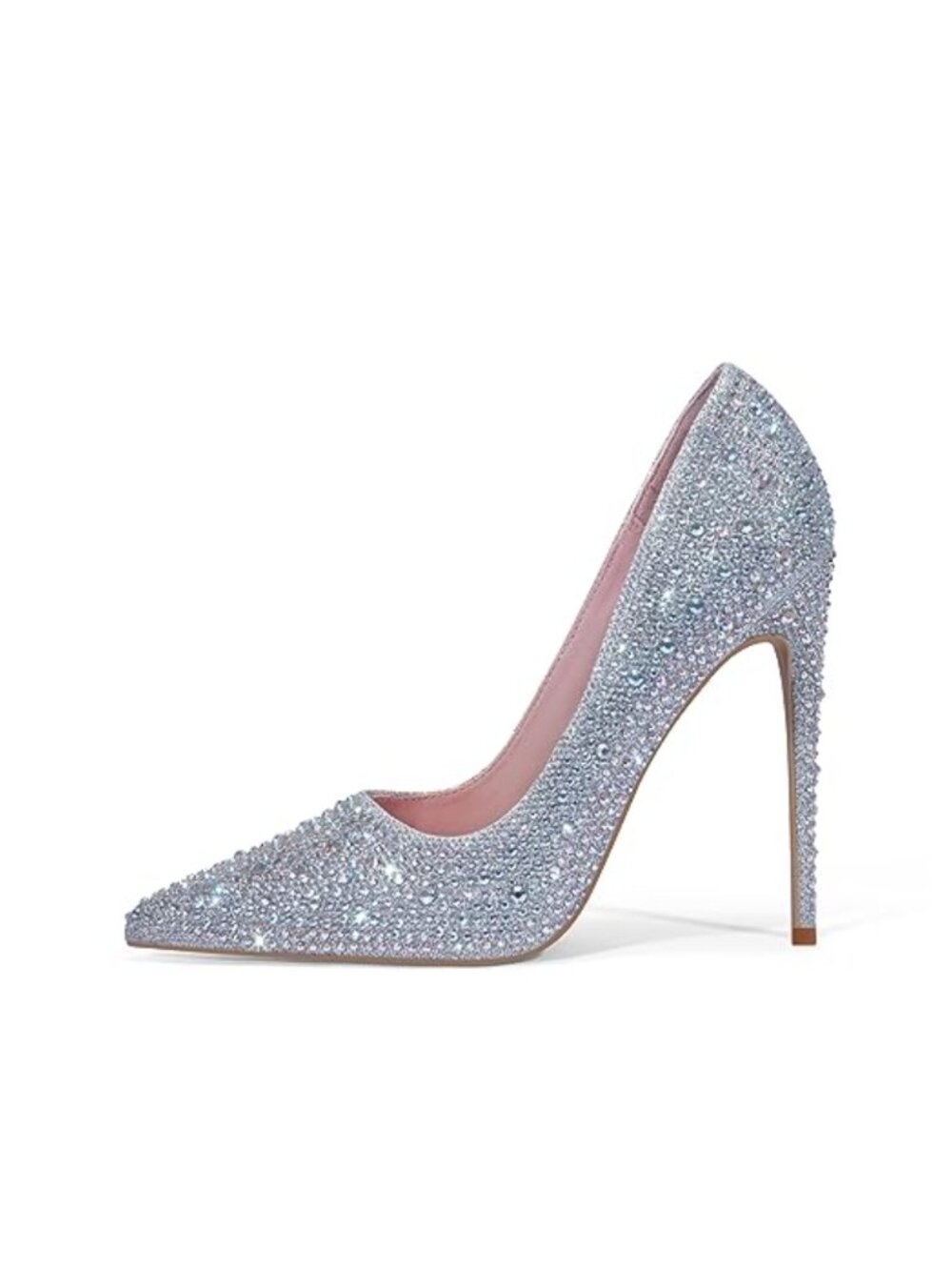 Pointed Toe High Heel Pumps with Rhinestone Stiletto for Wedding Prom